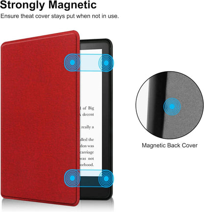 HoYiXi 6'' All-New Kindle 11. Generation 2022 Leder Slim Cover - Painted Schutzhülle Wein