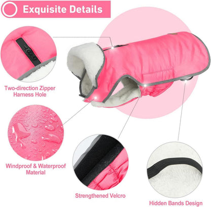 Hund Wintermantel Pink wasserdichte Hundejacke Fleece gefuttert XXL
