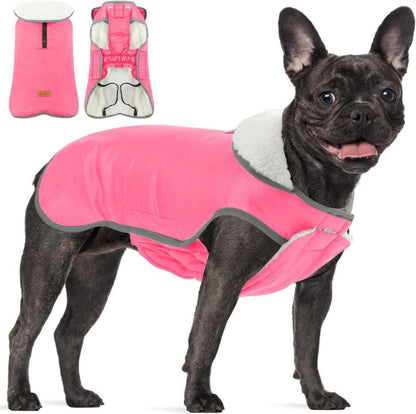 Hundemantel Winter warme Jacke mit Klettverschluss und Fleece für