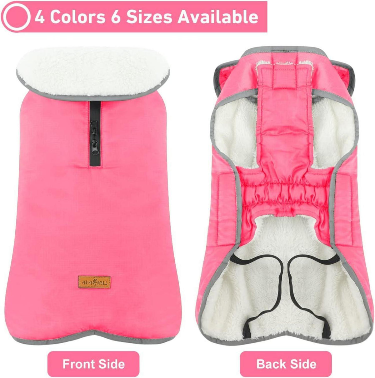 Hundemantel Winter Warme Jacke Klettverschluss Fleece Pink
