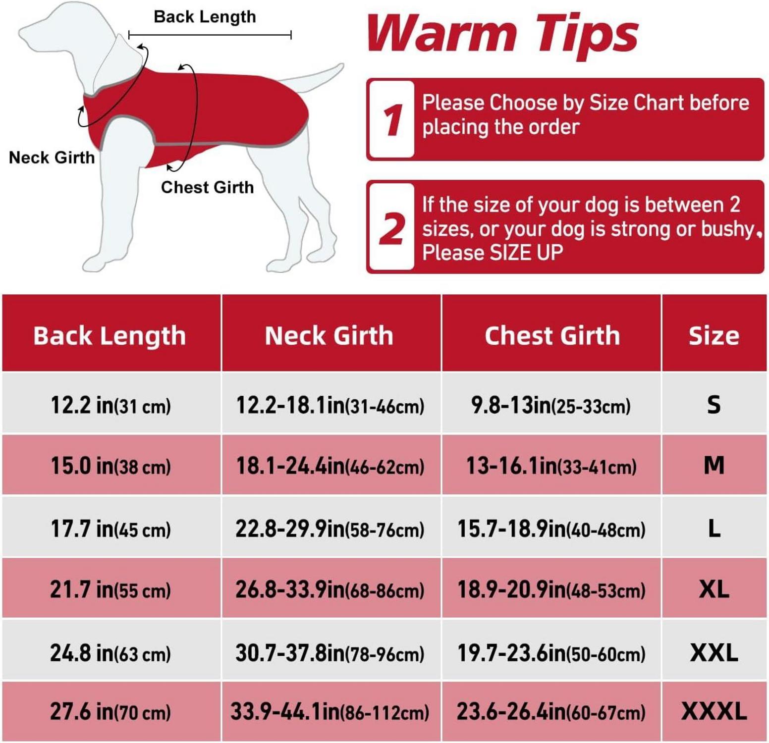 Hundemantel Winter Warme Jacke für große Hunde Rot XXL