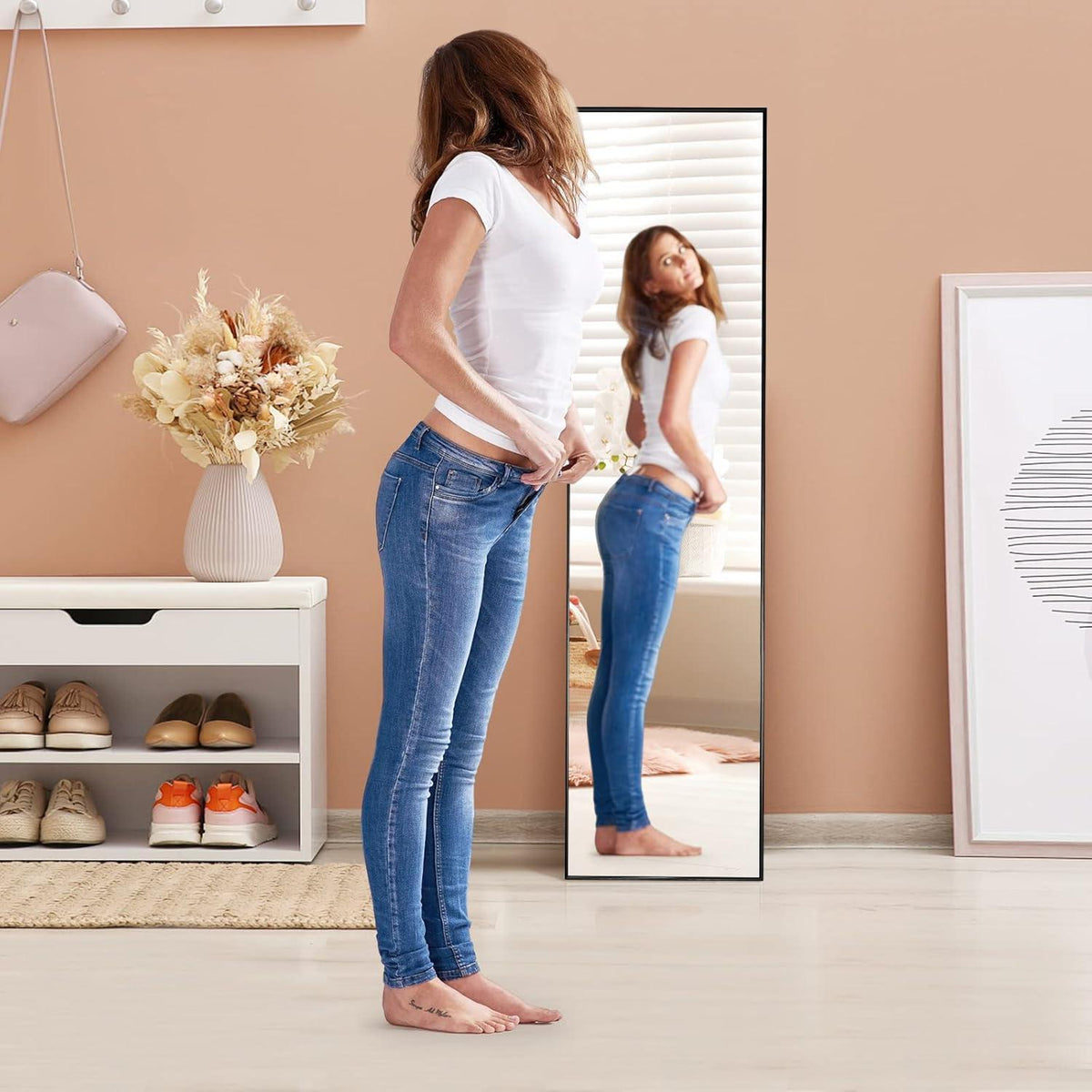 Ganzkörperspiegel 160x40cm – Stand- & Wandspiegel mit Aluminiumrahmen