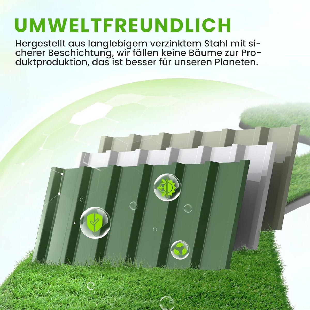 Hochbeet Metall 258x90x60cm Verzinkter Stahl Grau
