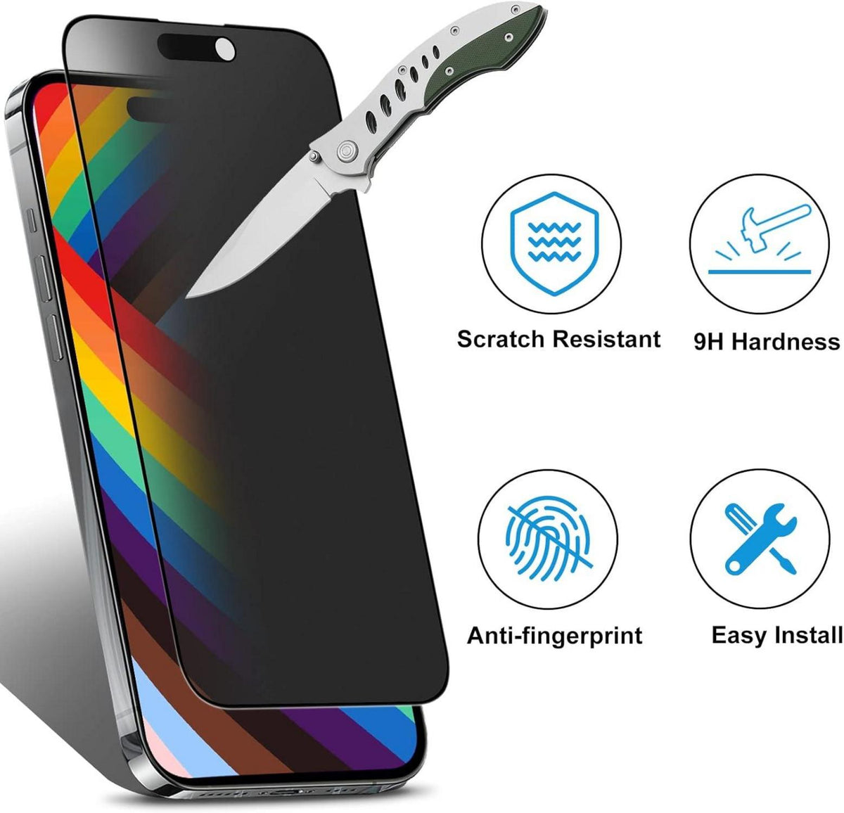 Sichtschutzfolie Matte Privacy Panzer Schutz Anti-Spy Blendschutz für iPhone 14