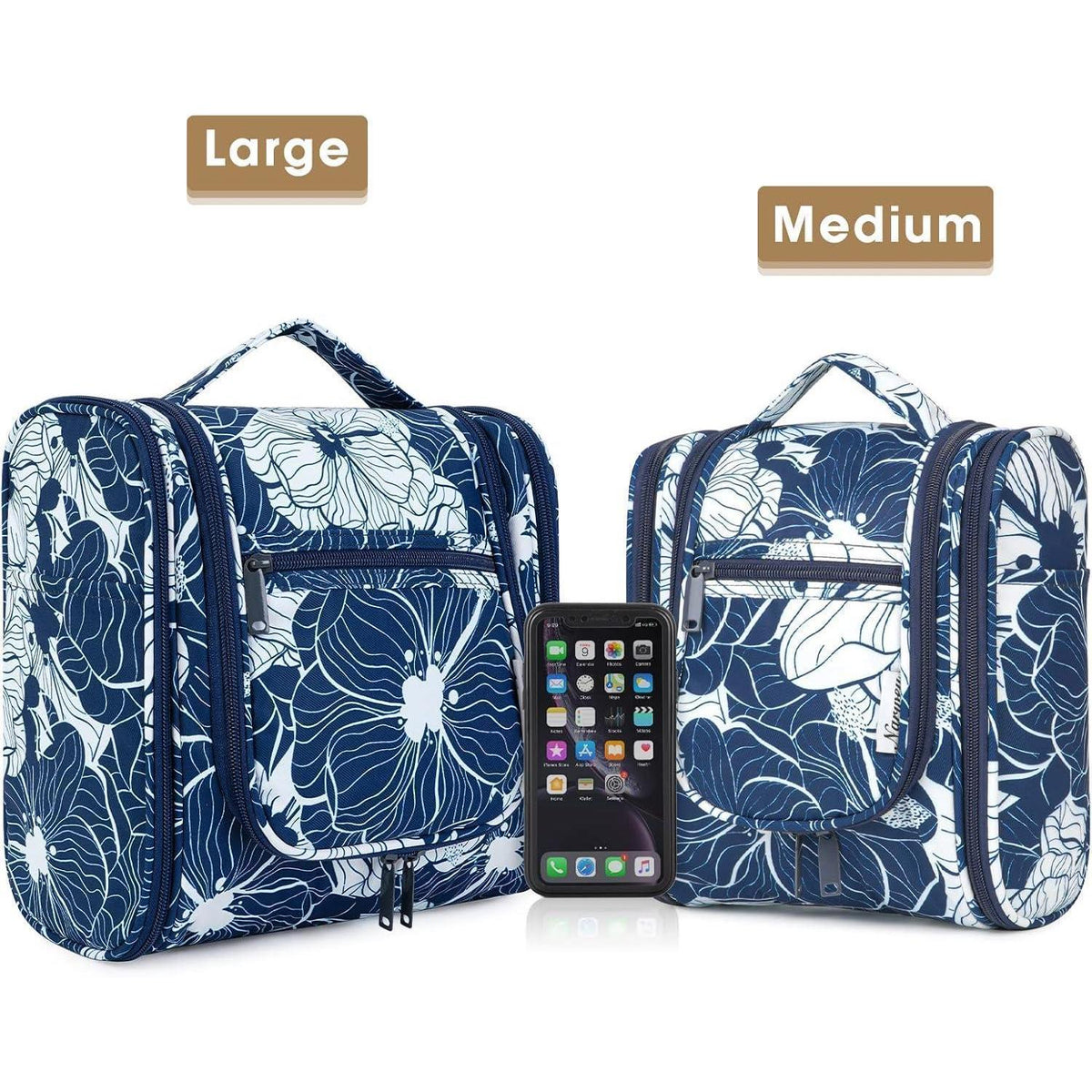 Kulturtasche zum Aufhängen, Blau Lotos, Mittel