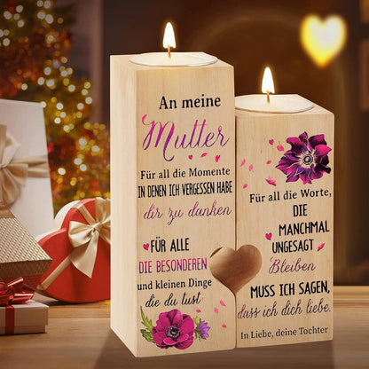 Holz Kerzenständer Mama Herz Teelichthalter Geschenk
