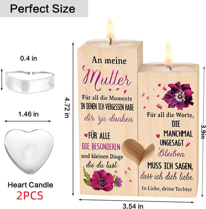Holz Herz Kerzenständer Mama Geschenk für Frauen Muttertag