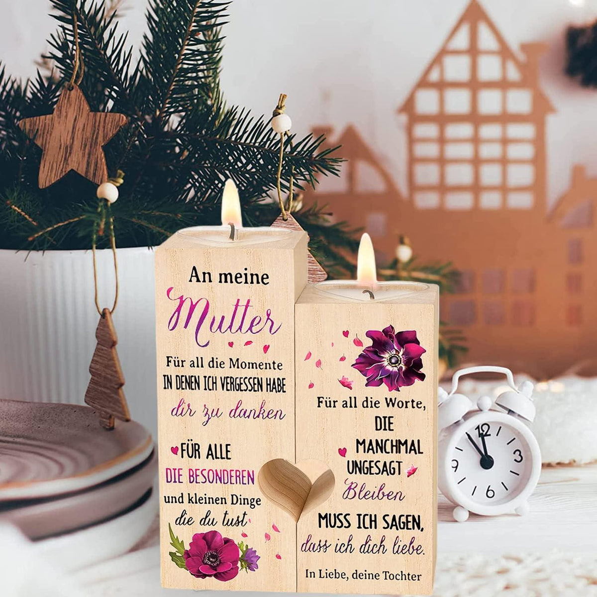 Holz Kerzenständer Mama Geschenk Herz Teelichthalter Geburtstag