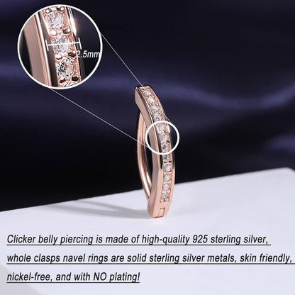 Bauchnabelpiercing 14G Silber 925 Roségold Clicker Reverse Curved