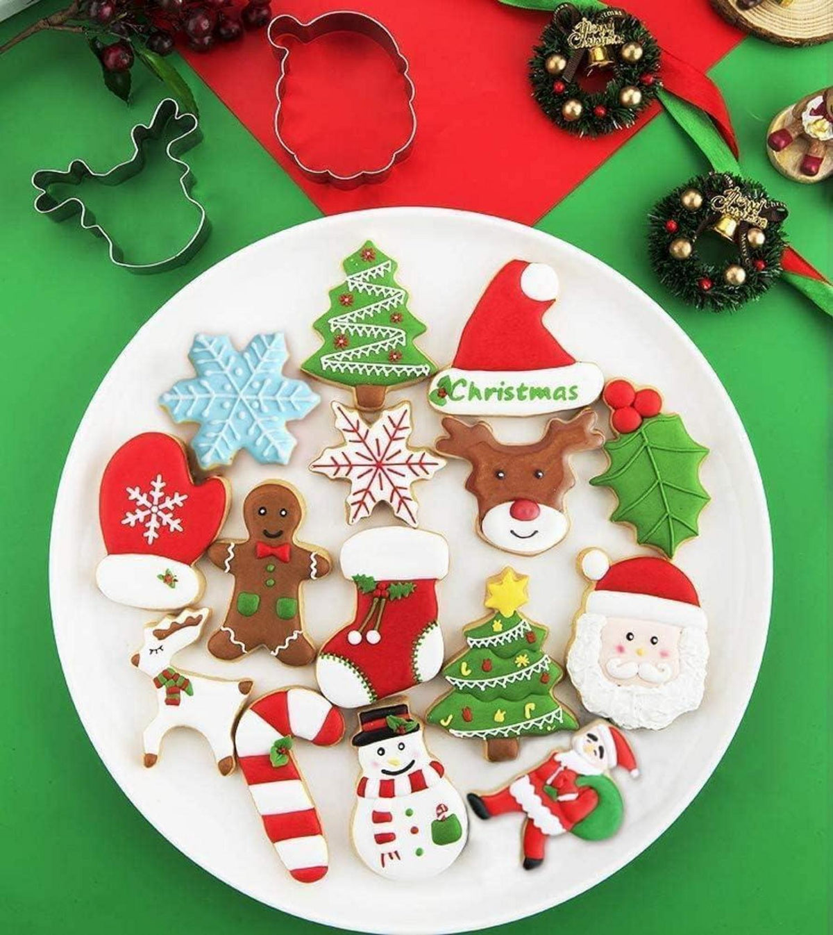 9tlg. Weihnachts Ausstechformen Set Backen - Weihnachtsbaum Lebkuchenmann Santa