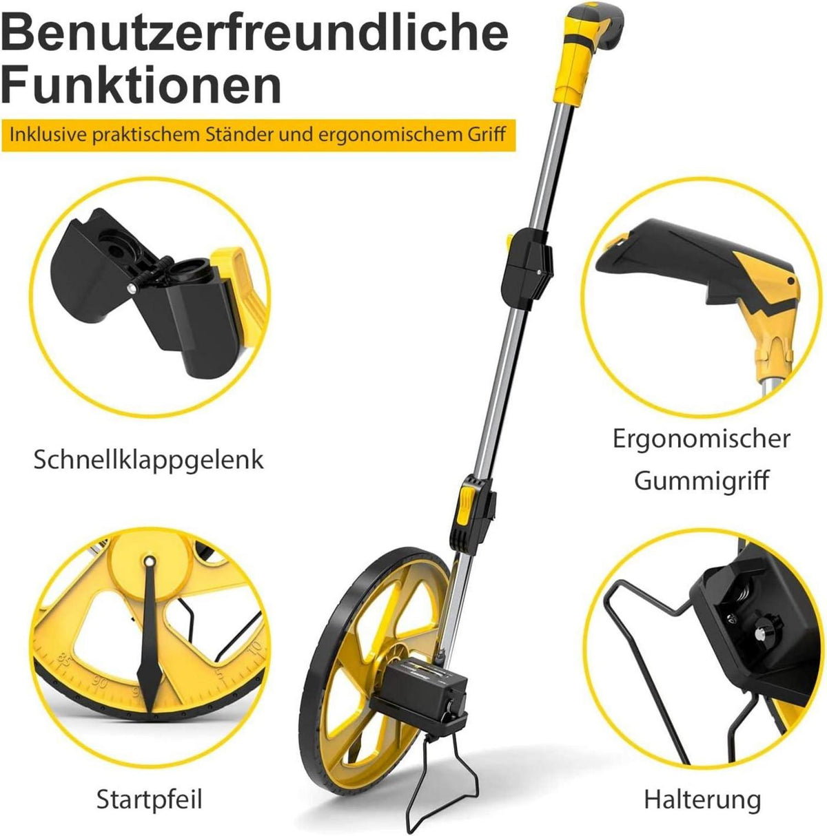 Faltbares Messrad 3-teilig Messung bis 99999,9m mit Tragetasche