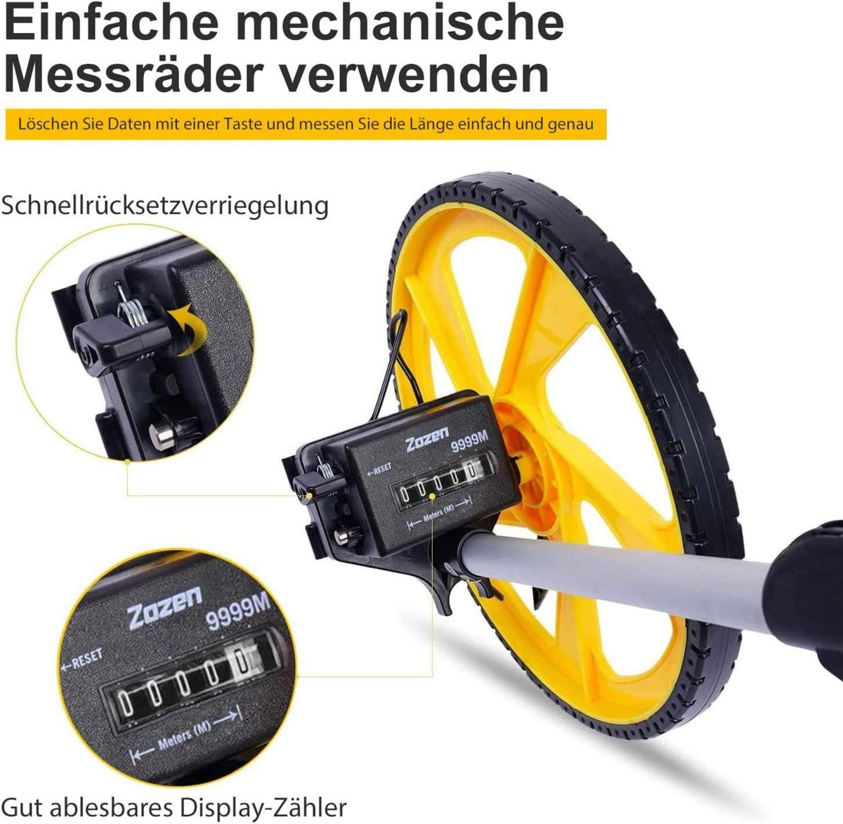 Zozen faltbares Messrad 99999,9m Tragetasche Maßband