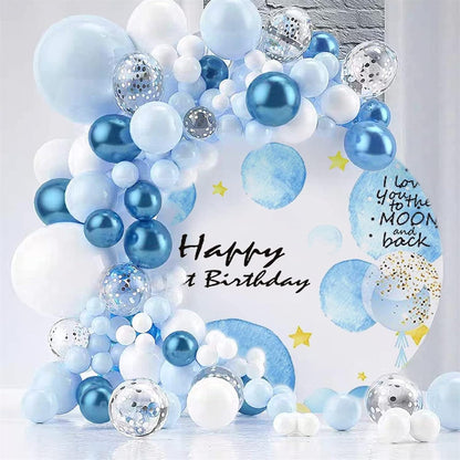 Luftballon Girlande Blau Weiß Metallic Konfetti Ballons 107 Stück