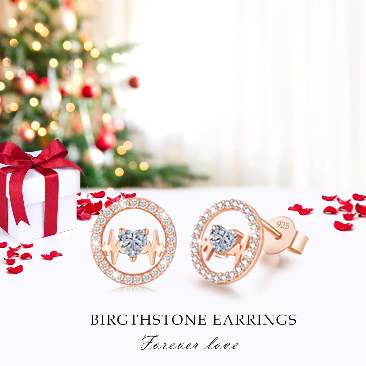 LAVUMO Herzschlag Silber 925 Ohrstecker Damen Rosegold