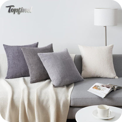 Kissenbezug grau 40x40 4er Set Kordsamt Dekokissenhülle Sofa Schlafzimmer Kinder