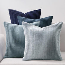 Kissenbezug Kordsamt Dekokissen 4er-Set Blau Farbverlauf 40x40cm