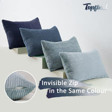 Kissenbezüge 30x50 cm blau 4er Set Kordsamt Deko Sofa