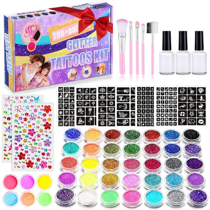 Glitzer Tattoo Set Mädchen Temporäres 492 Teile Strasssteine