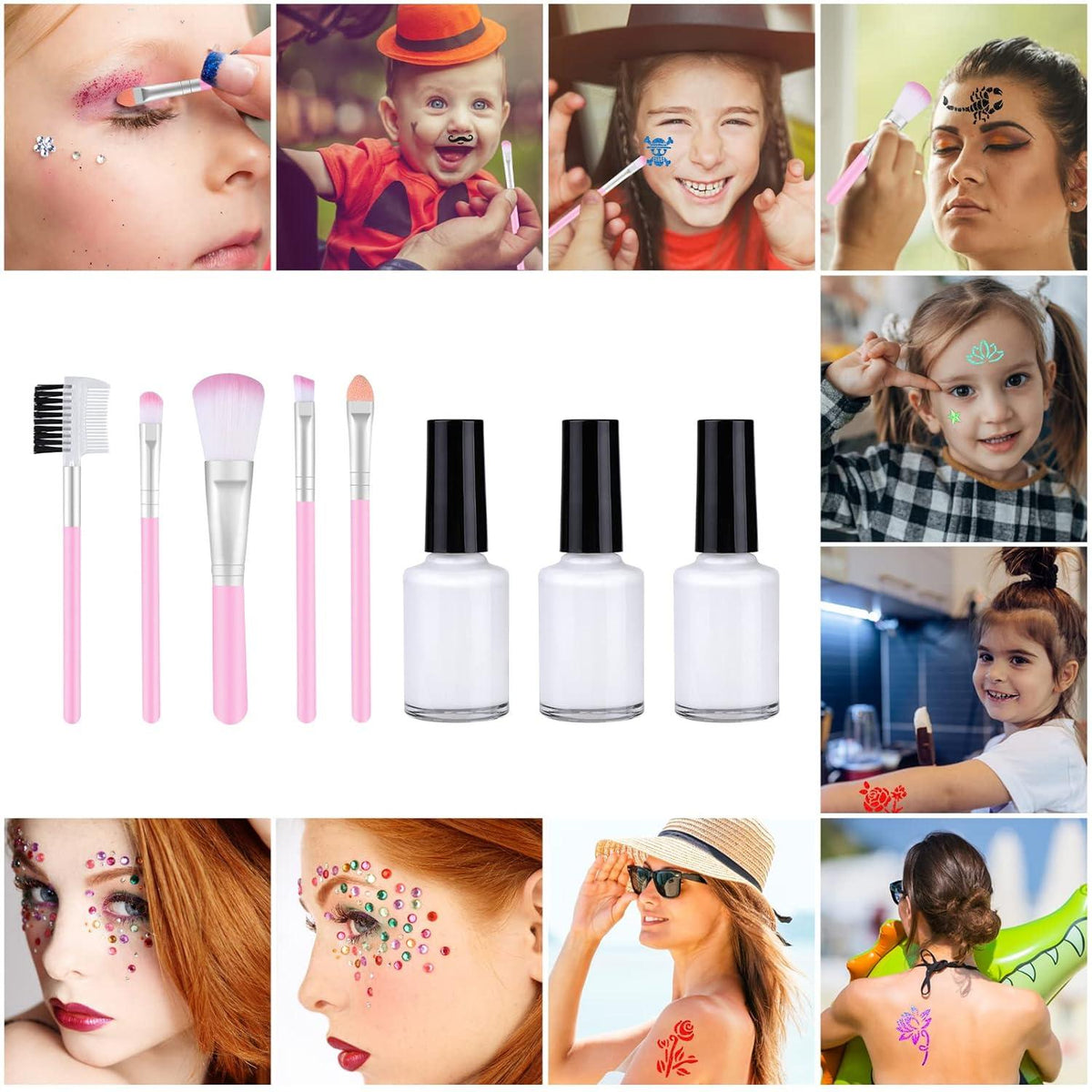 Glitzer Tattoo Set Mädchen Temporäres 492 Stücke Wasserdicht Fasching Karneval