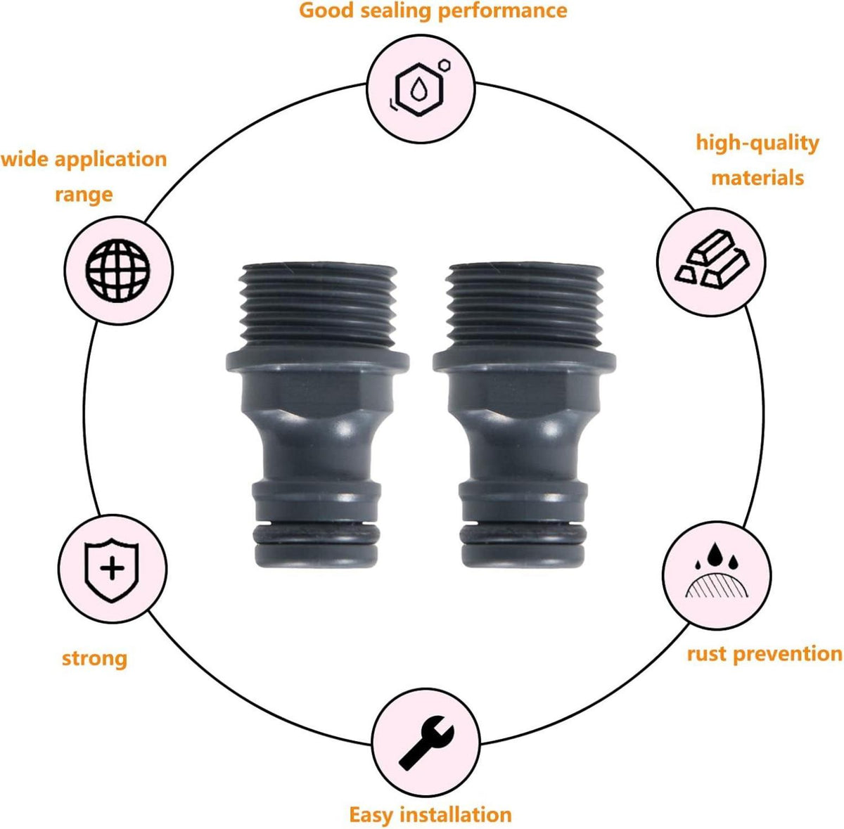 ZoeTekway Schlauchverbinder 2 Stück Gartenschlauch Kupplung G1/2 Wasserschlauch Adapter