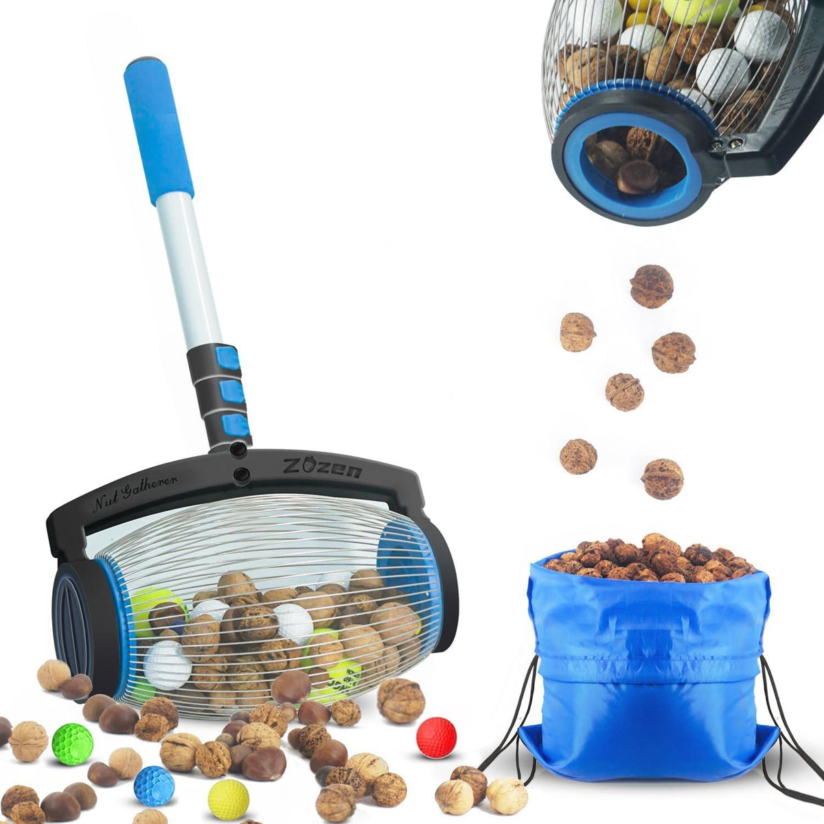 Nusssammler Walnuss Pecan Picker Hickory Kastanien Nerf Bälle Golf