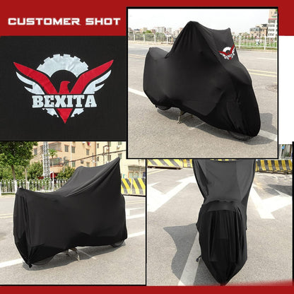 Indoor Motorrad Abdeckplane XXL Schwarz Atmungsaktiv Stretch Stoff Staubschutz