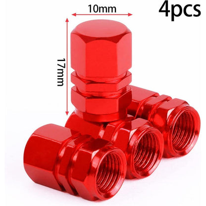 4x Aluminium Ventilkappen für Reifen – Rot