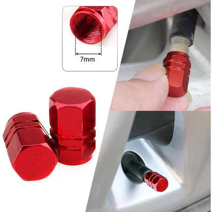 4x Aluminium Ventilkappen für Reifen – Rot