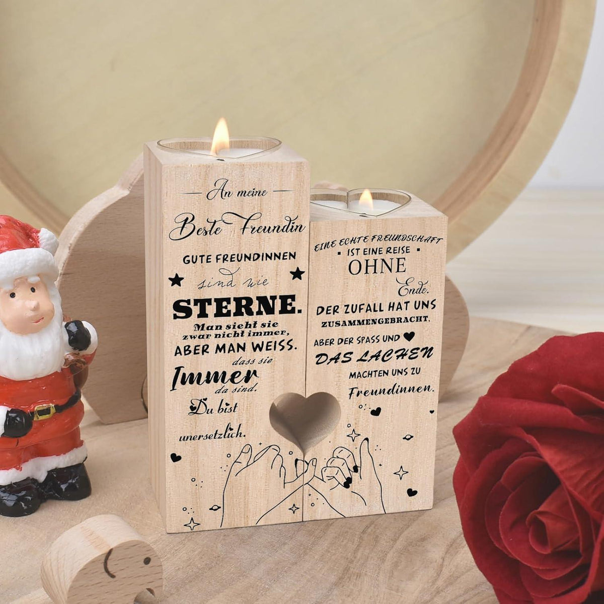 Kerzenhalter Holz für beste Freundin - Persönliches Geschenk