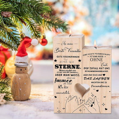 Beste Freundin Geschenk Teelichthalter Holz Gravur Weihnachtskerze