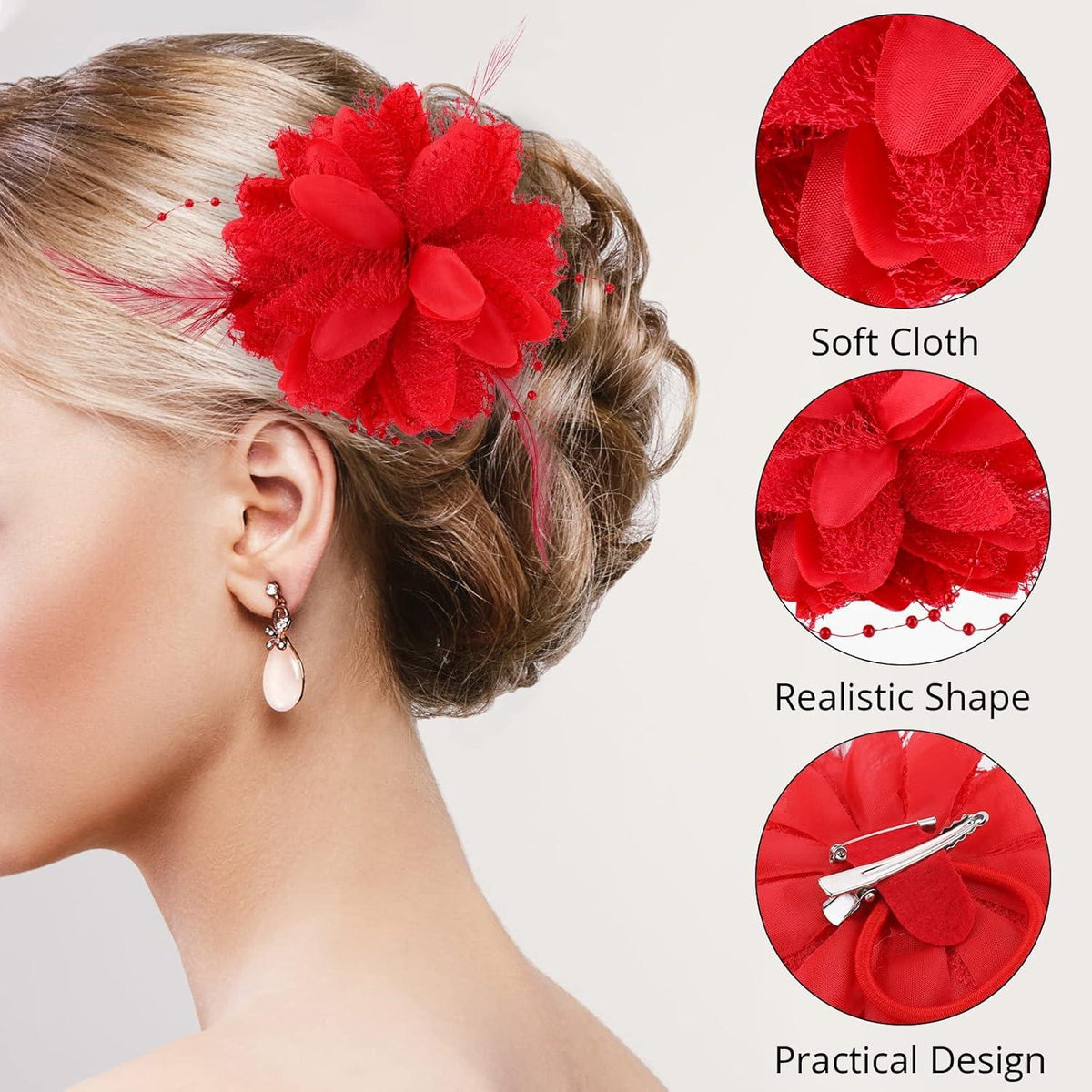 Sibba Blumenclips Hut Haarnadel Haarspange Federn Clip Weihnachten Hochzeit Stirnband