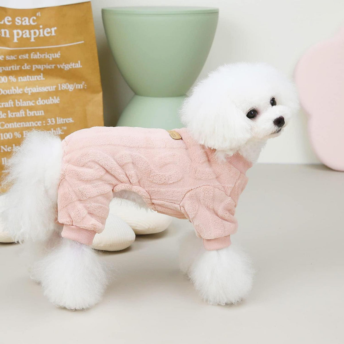 Hundepullover Fleece Winterwarm Rosa - Größe L (27cm Rückenlänge)