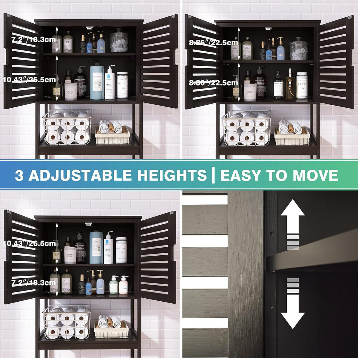 Bad Lagerung Regal Bambus Platzsparer Organizer 3-Tier verstellbar