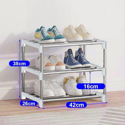 NIAWECAN Kleines stapelbares Schuhregal 3 Ebenen Organizer