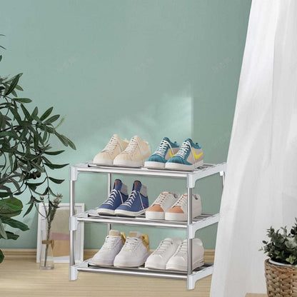 NIAWECAN Kleines stapelbares Schuhregal 3 Ebenen Organizer