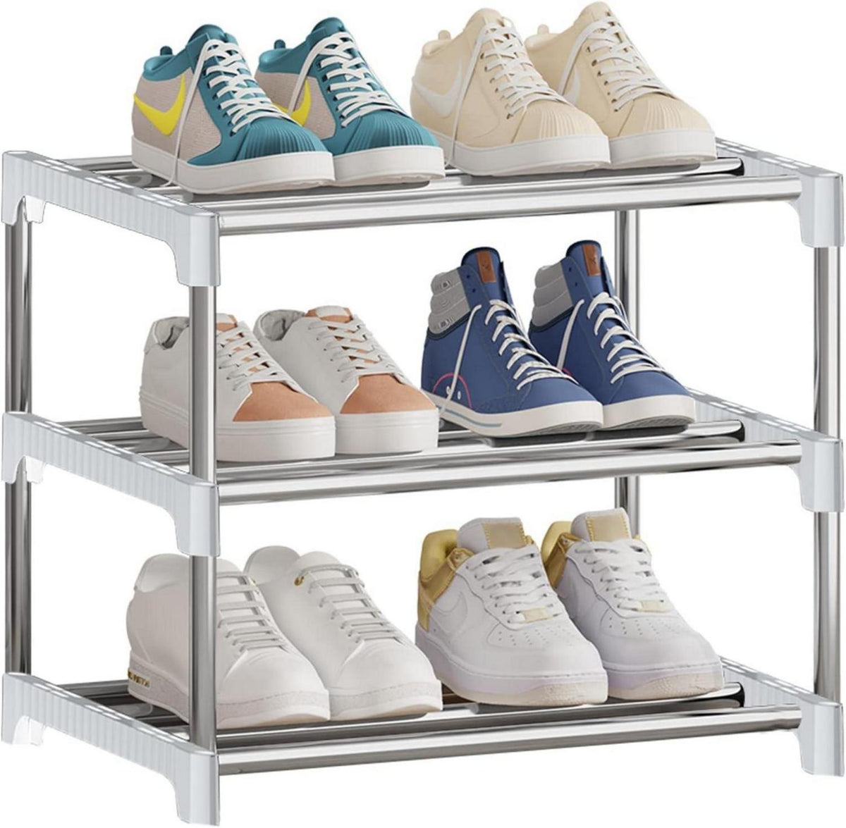 Stapelbares Schuhregal mit 3 Ebenen für Schrank & Flur