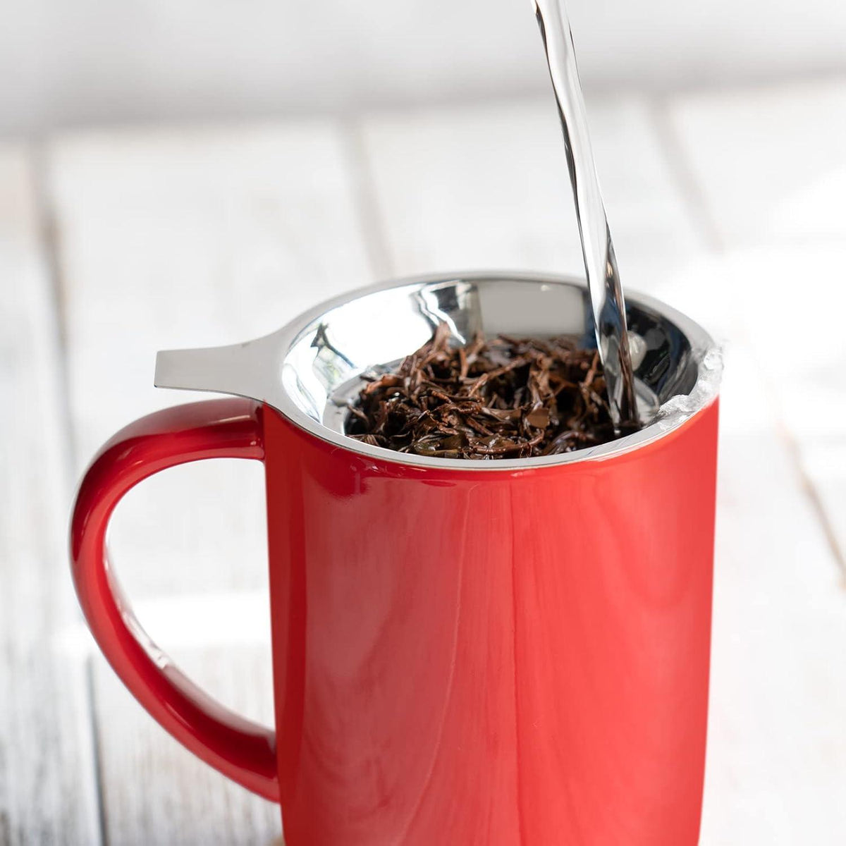 CEEPU Porzellan-Teetasse mit Deckel und Filter, 473ml, Teegeschirr für Tee, Kaffee, Büro, Zuhause