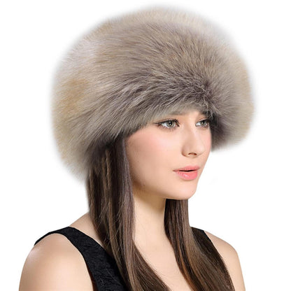 Kosakenmütze Damen Kunstpelz warm für Winterreisen Skifahren Grau