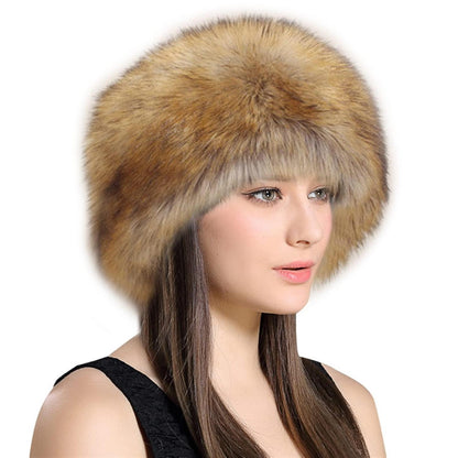Kosakenmütze Damen Kunstpelz warm für Winterreisen Skifahren Braun