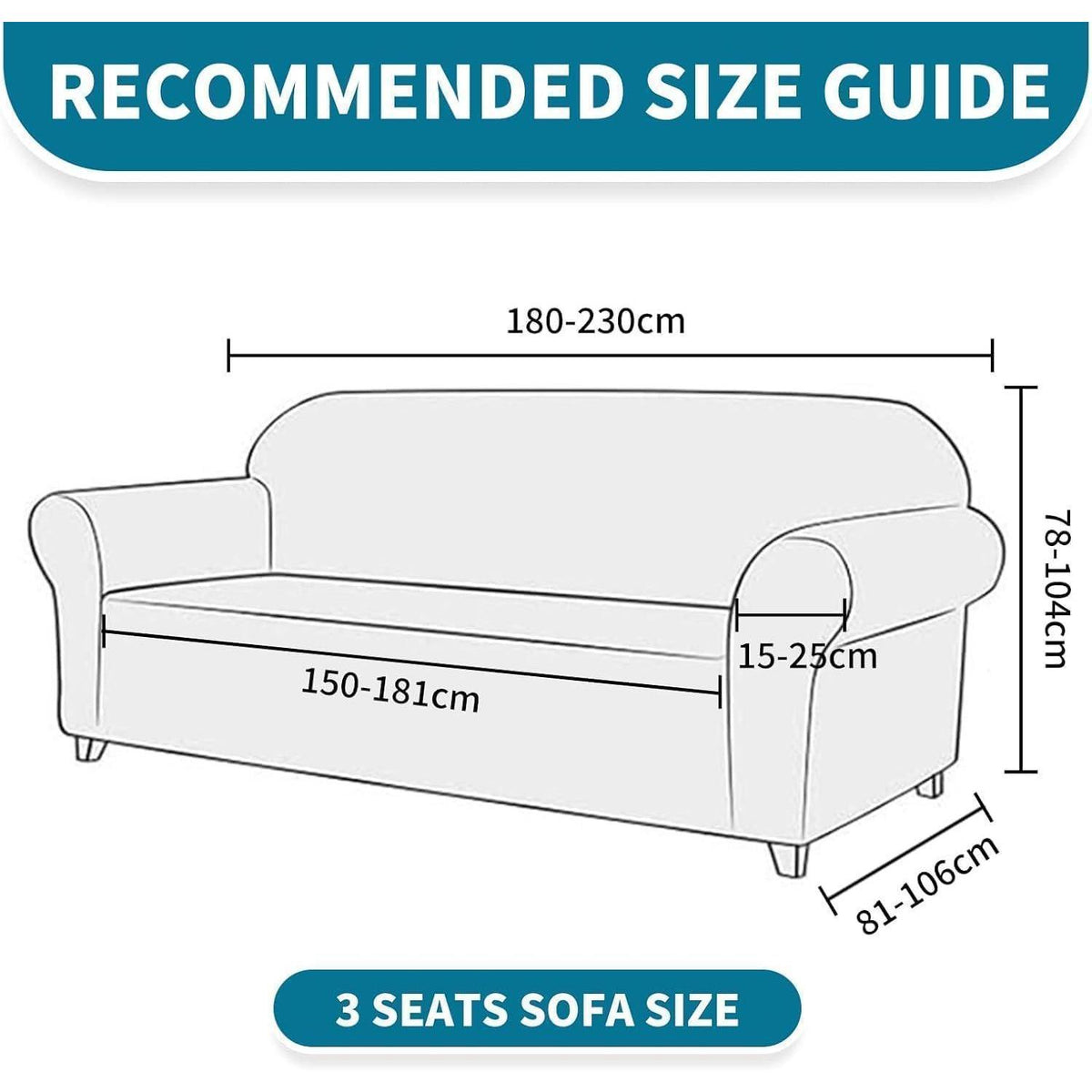 Stretch Sofaüberzug 3-Sitzer – Dunkelblau, Rutschfest & Waschbar