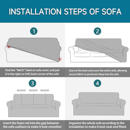 Stretch Sofaüberzug 3-Sitzer – Dunkelblau, Rutschfest & Waschbar