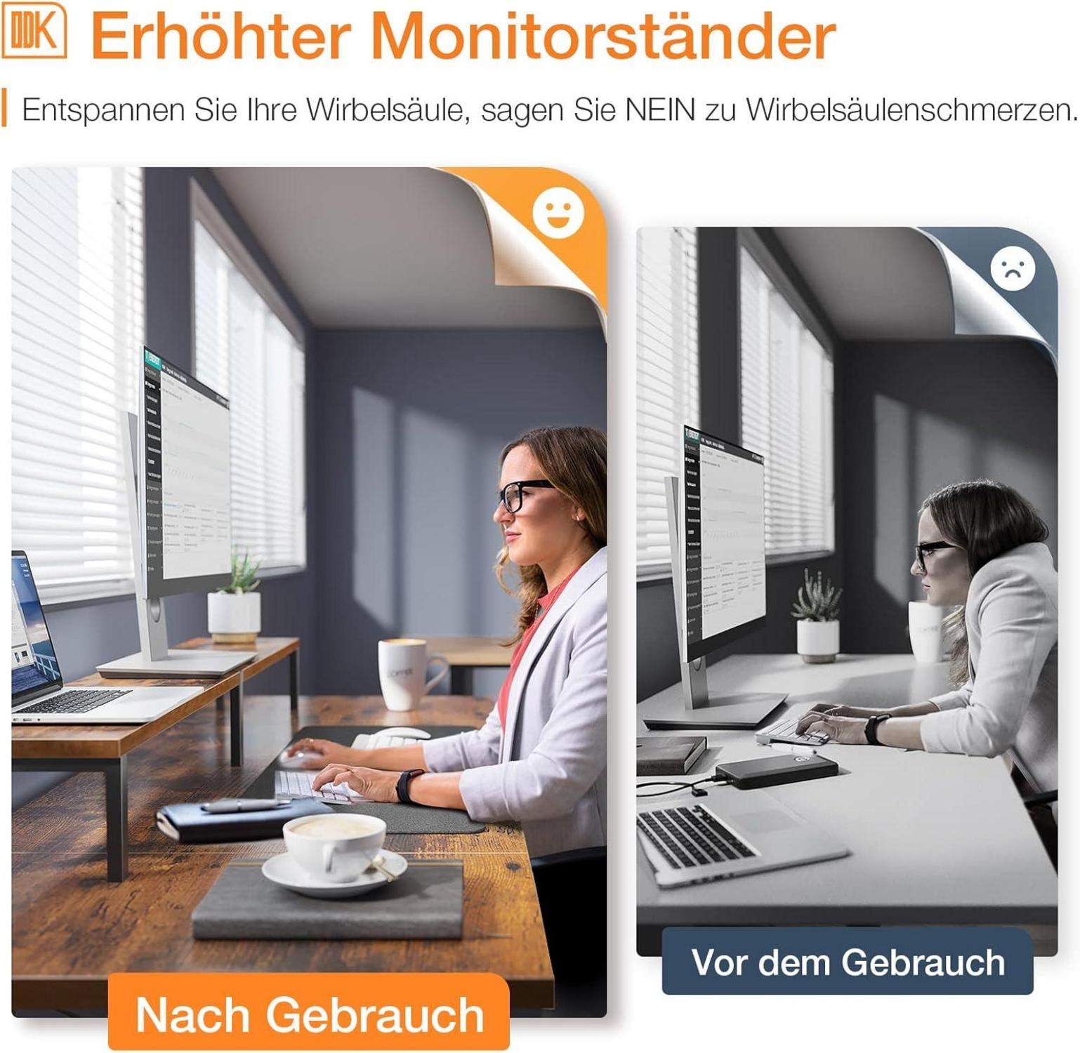 Schreibtisch mit Regal Reversible Monitorständer Vintage Braun