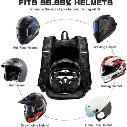 Motorradrucksack wasserdicht Helm & Laptop E-Tarnung Schwarz