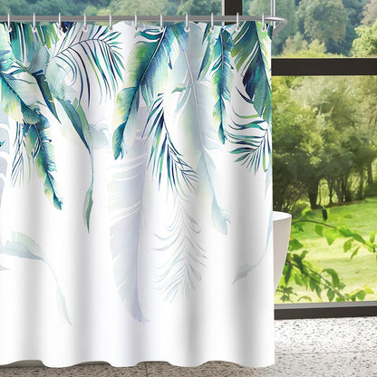 Duschvorhang Grün Blätter 180x200 Antischimmel Wasserabweisend Polyester mit Ösen