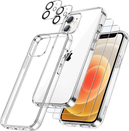 iPhone 12 6,1 Zoll Hülle 5 in 1 mit Schutzfolie und Kameraschutz