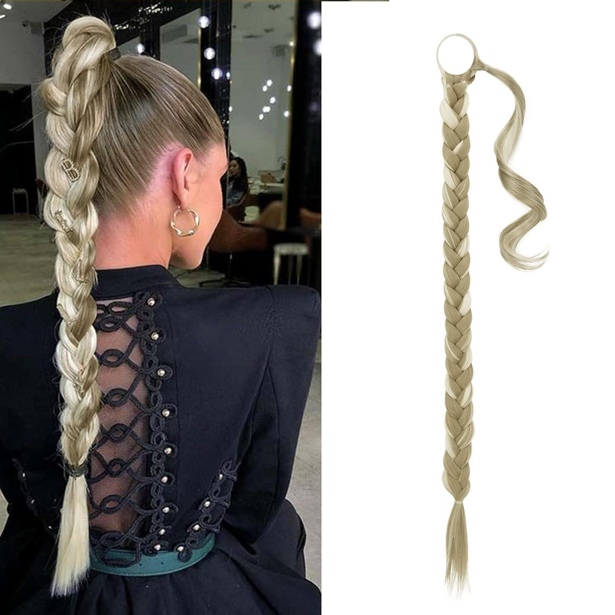 66cm Geflochtenes Pferdeschwanz-Haarteil Haarverlängerung Extensions