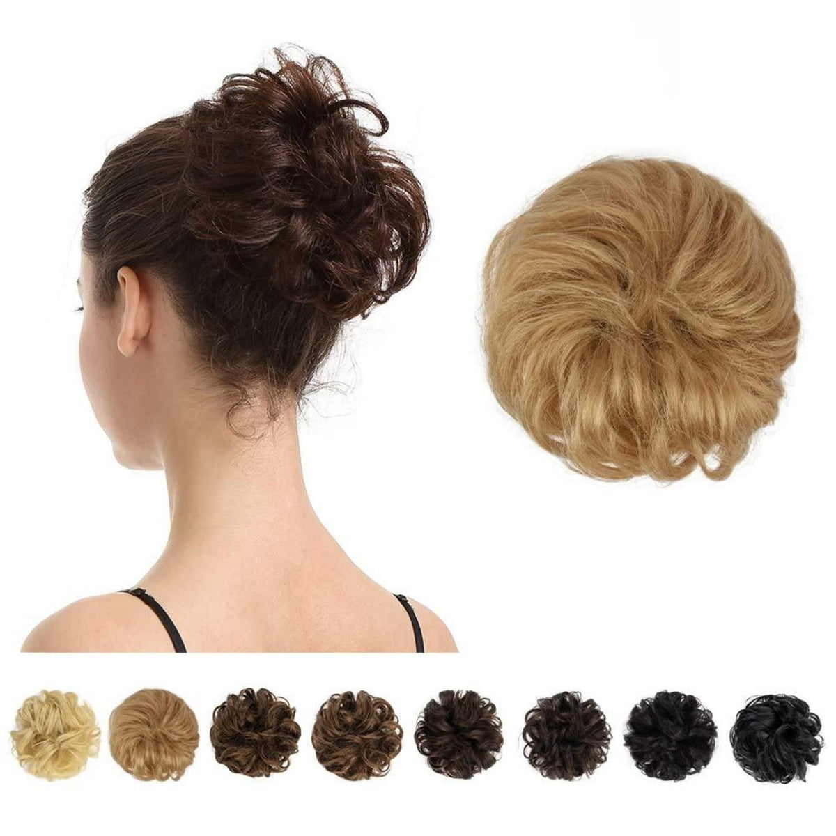 Lockiges Echthaar Haarteil Haargummi für Damen - Blond