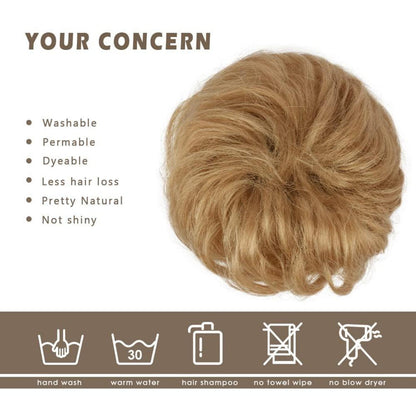 100% Echthaar Haargummi Hochsteckfrisur blond