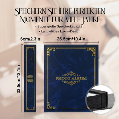 Fotoalbum 10x15 cm, 400 Fotos, Blau in Lederoptik