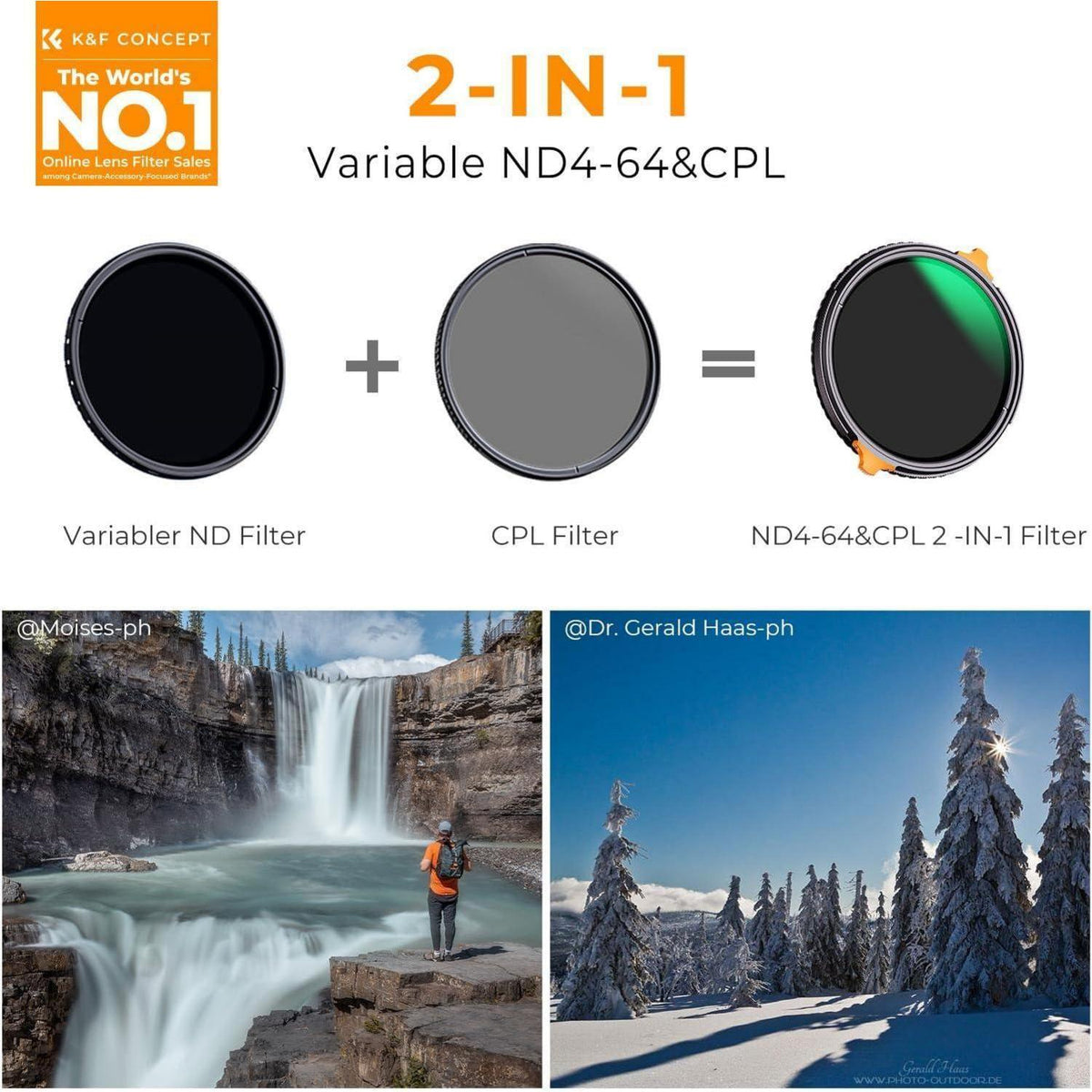 Variabler ND & CPL Filter 52mm 2-6 Blendenstufen Nano-Beschichtung